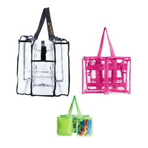 Large black plus mediumhot pink plus green toiletry CamPaq clear bags