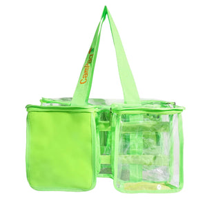 Green clear toiletry bag with privacy pocket